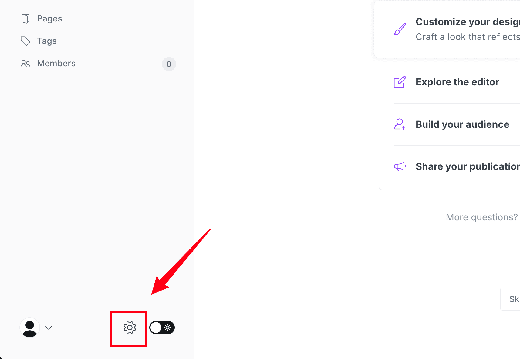 Ghost Settings Icon Location