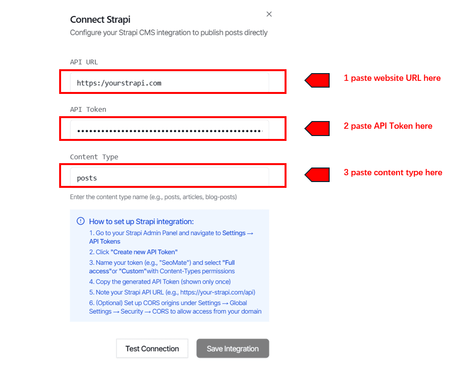 Connect with Strapi in SEOmate
