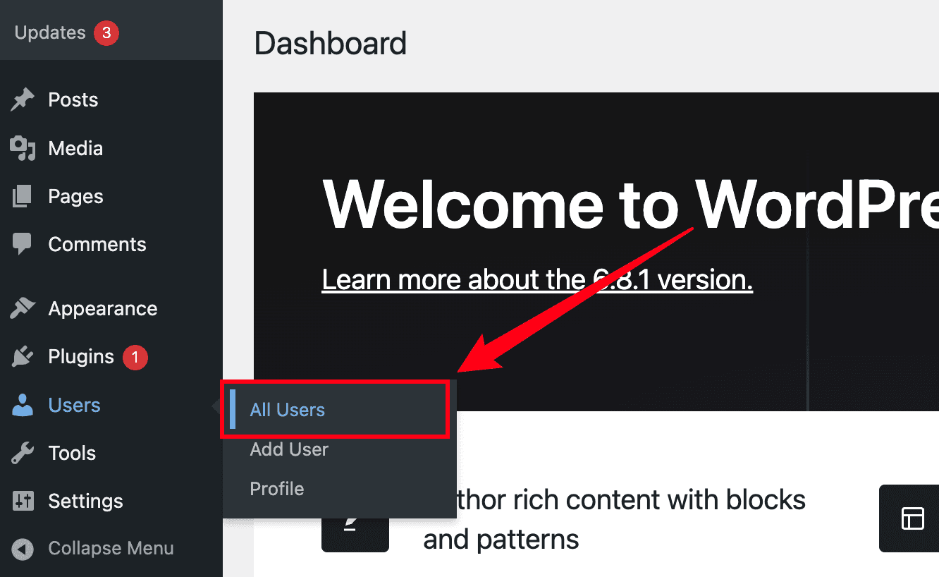 Navigate to Users page